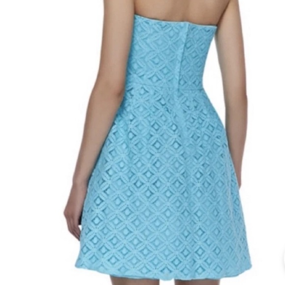 LILLY PULITZER Caitlin Strapless Lace Mini Dress Women’s Size 0 Blue A Line - Picture 9 of 9